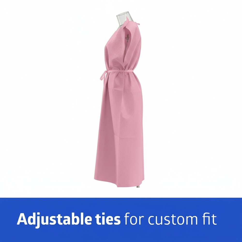Side angle view of patient gown