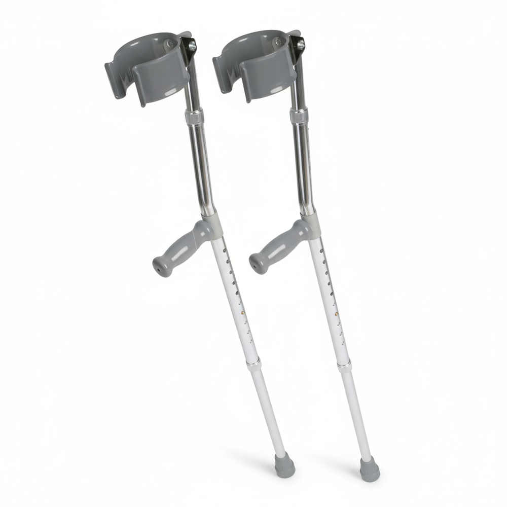 Side angle view showing arm cuff and grip