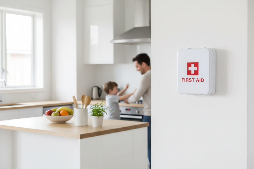 First Aid Kit in Home Kitchen