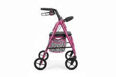 Side profile of Medline Pink Zebra Rollator