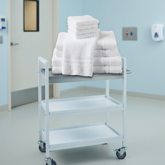 Stacked towels in clinical setting
