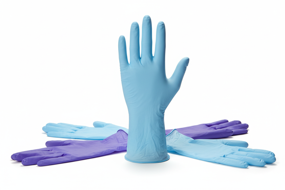 Ice Blue Nitrile Gloves Side Profile