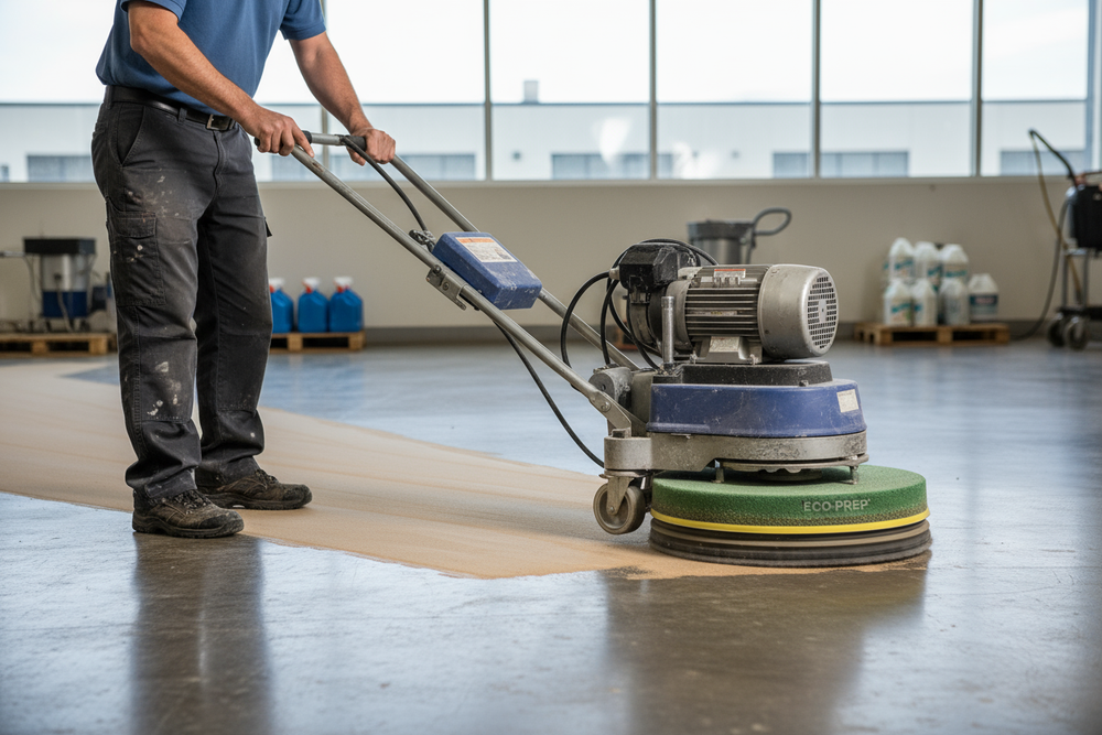 Floor pad in action