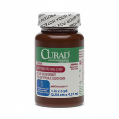 Side angle view of rolled gauze strip