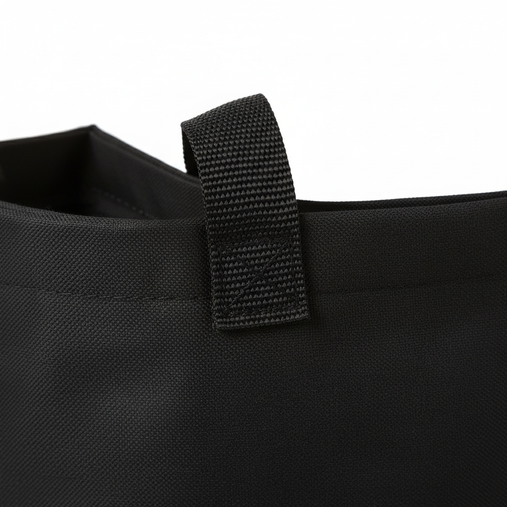 Close-up detail of loop handle and fabric