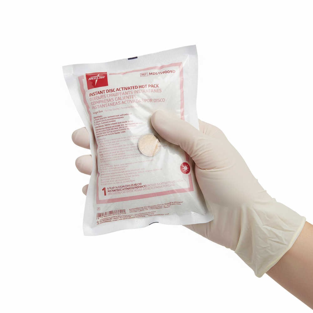 Healthcare worker holding instant hot pack