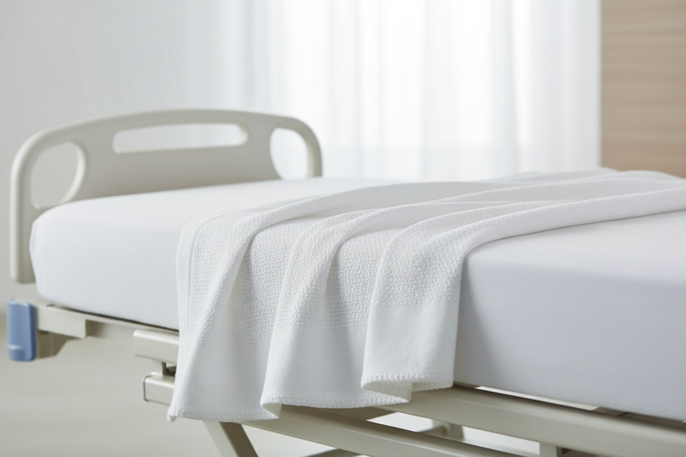 Thermal blanket on hospital bed - angled view