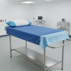 Sheets in use on medical stretcher