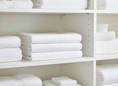 Stacked sheets in linen storage