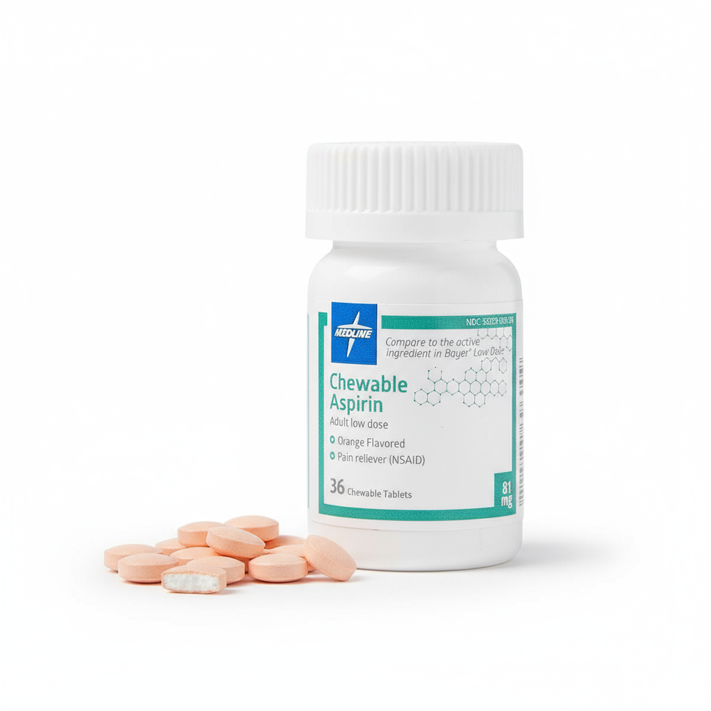 Bottle with tablets displayed