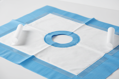 Detail of adhesive drape with keyhole opening