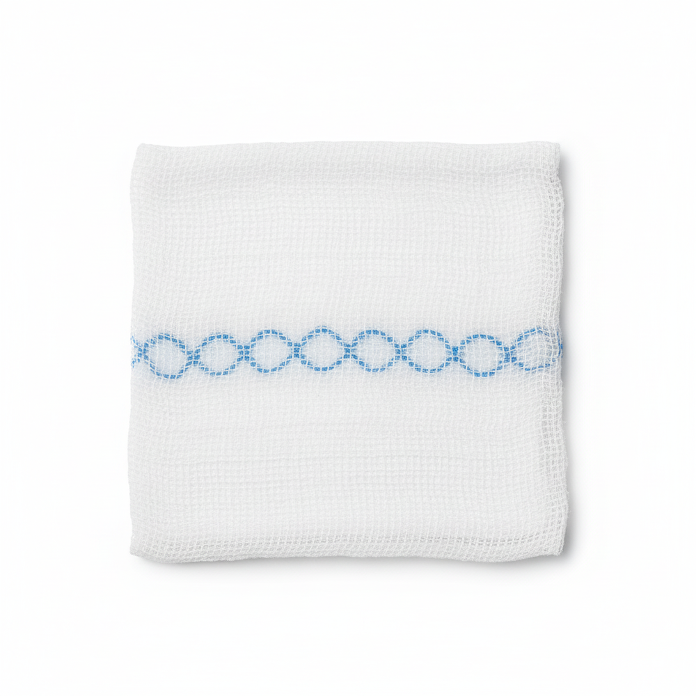 Unfolded gauze sponge flat lay