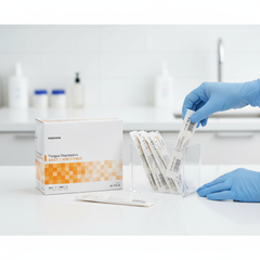 Individually wrapped tongue depressors in medical setting