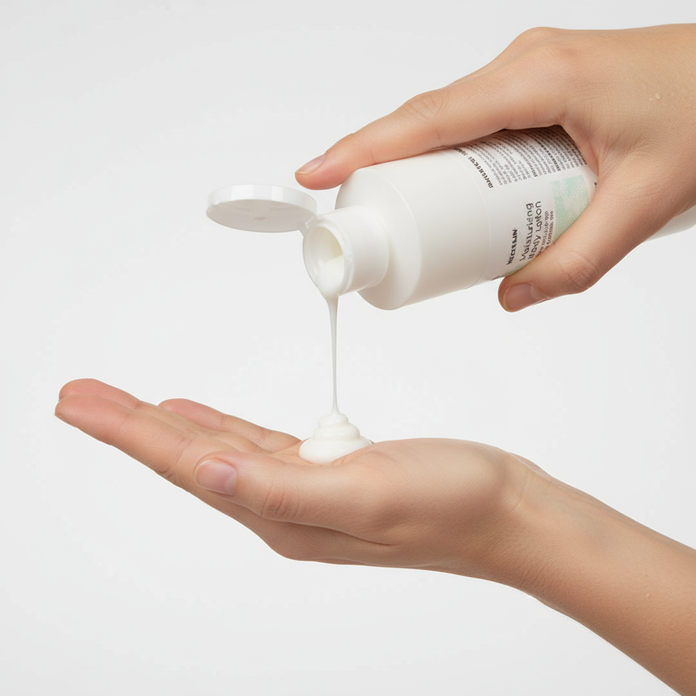 Moisturizer lotion texture being dispensed