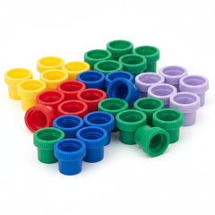 Multiple colored caps close-up