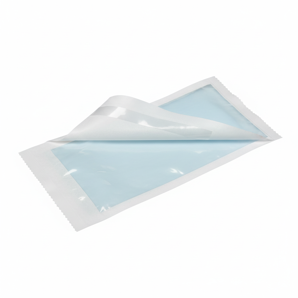 Opened sterilization pouch showing both sides