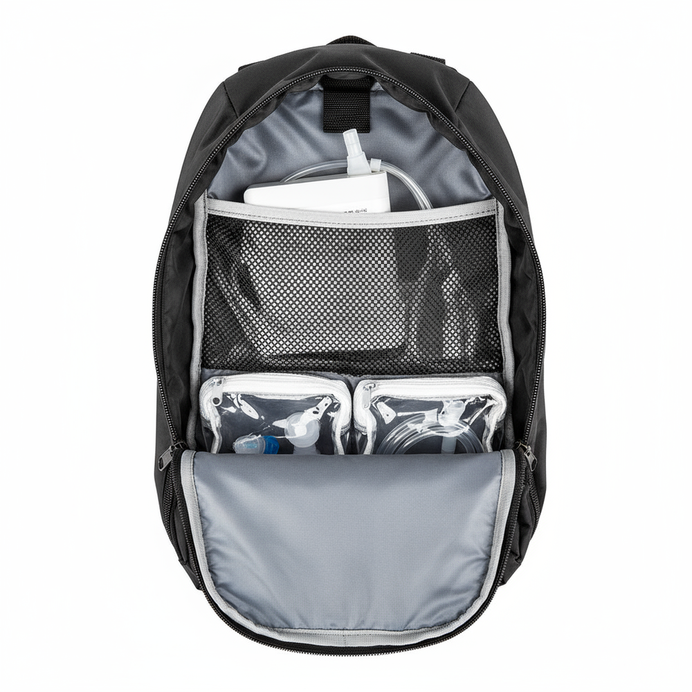 Overhead view showing compartments