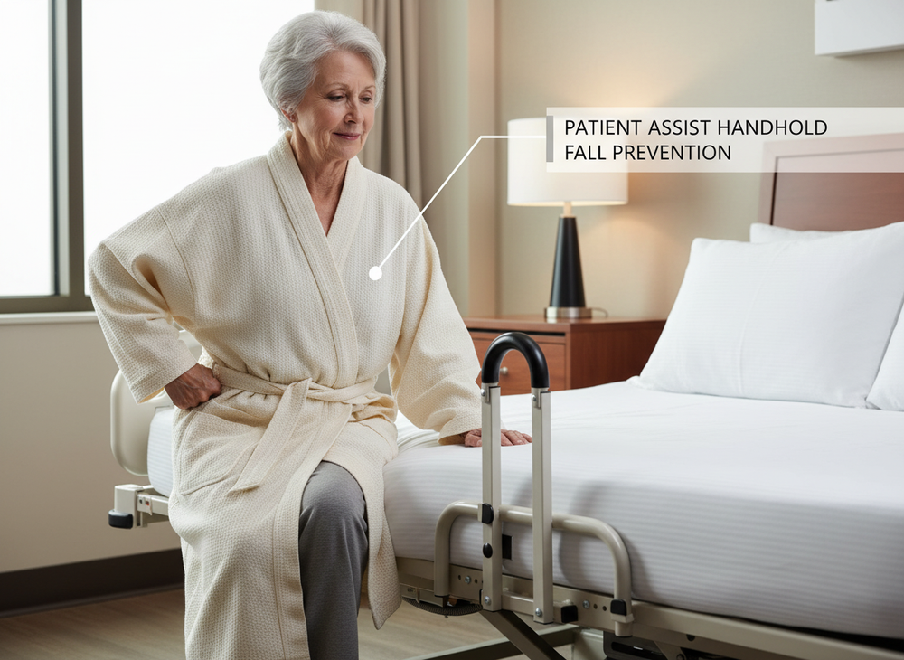 Patient Using Rail for Support