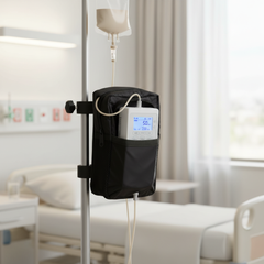 Pouch attached to wheelchair or IV pole