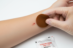 Prep pad application on skin