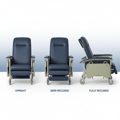 Recliner side angle showing recline positions