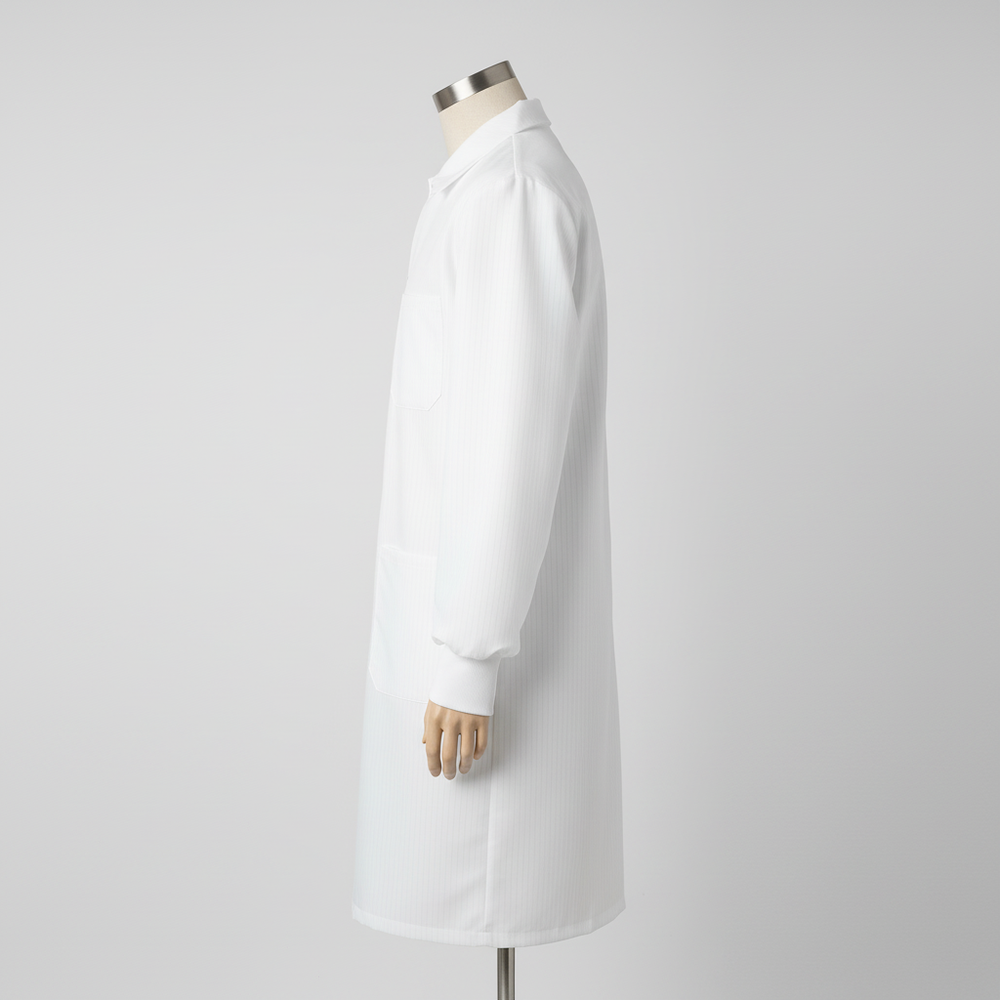 Side profile showing sleeve and coat length