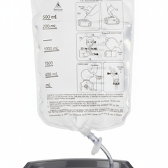 Solution bag graduations showing 500 mL increments