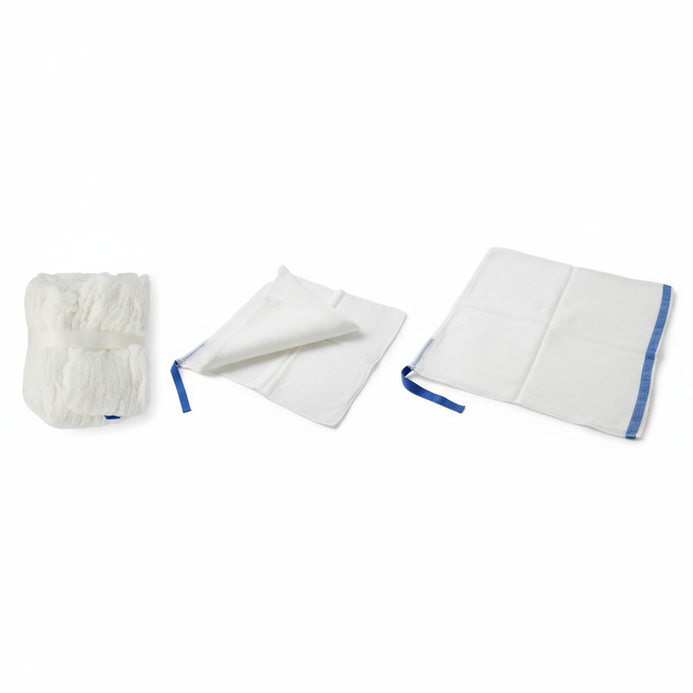 Sponge shown folded, partially unfolded, and fully opened