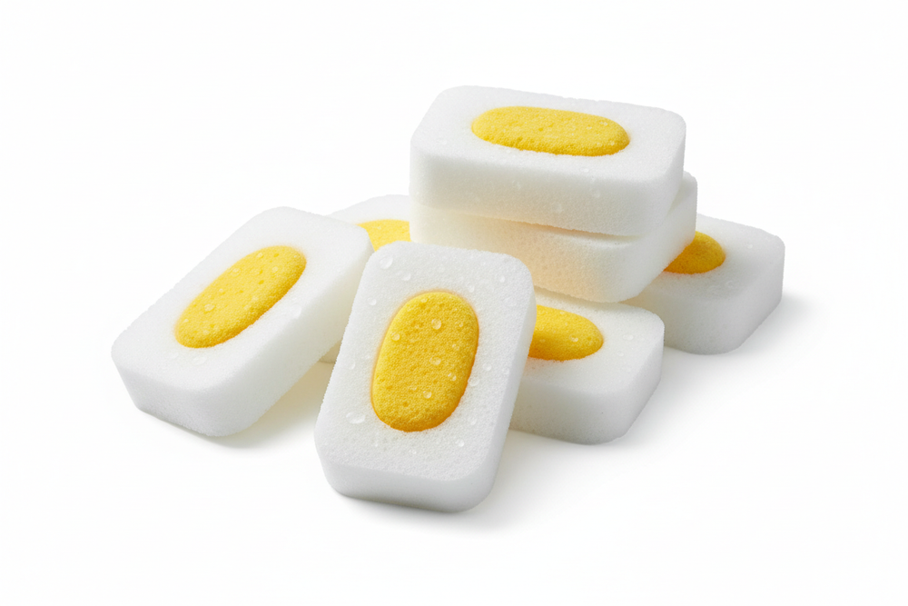 Stack of multiple sponges