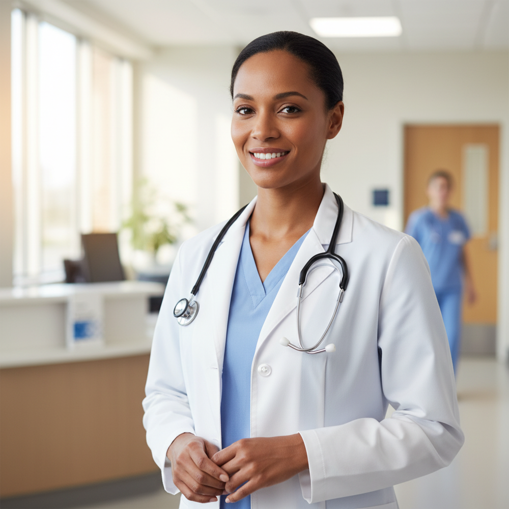 Stethoscope worn by healthcare professional