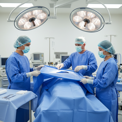 Surgical drape in use in OR
