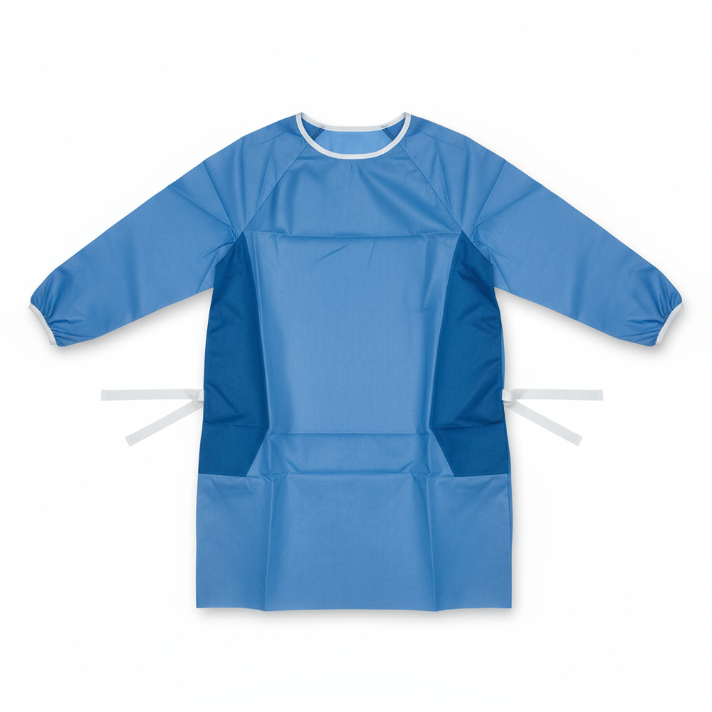 Surgical gown with raglan sleeves