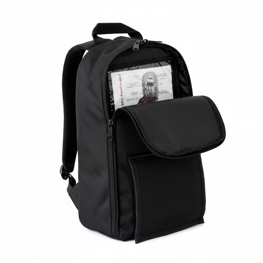 Three-quarter angle view of feeding pump backpack