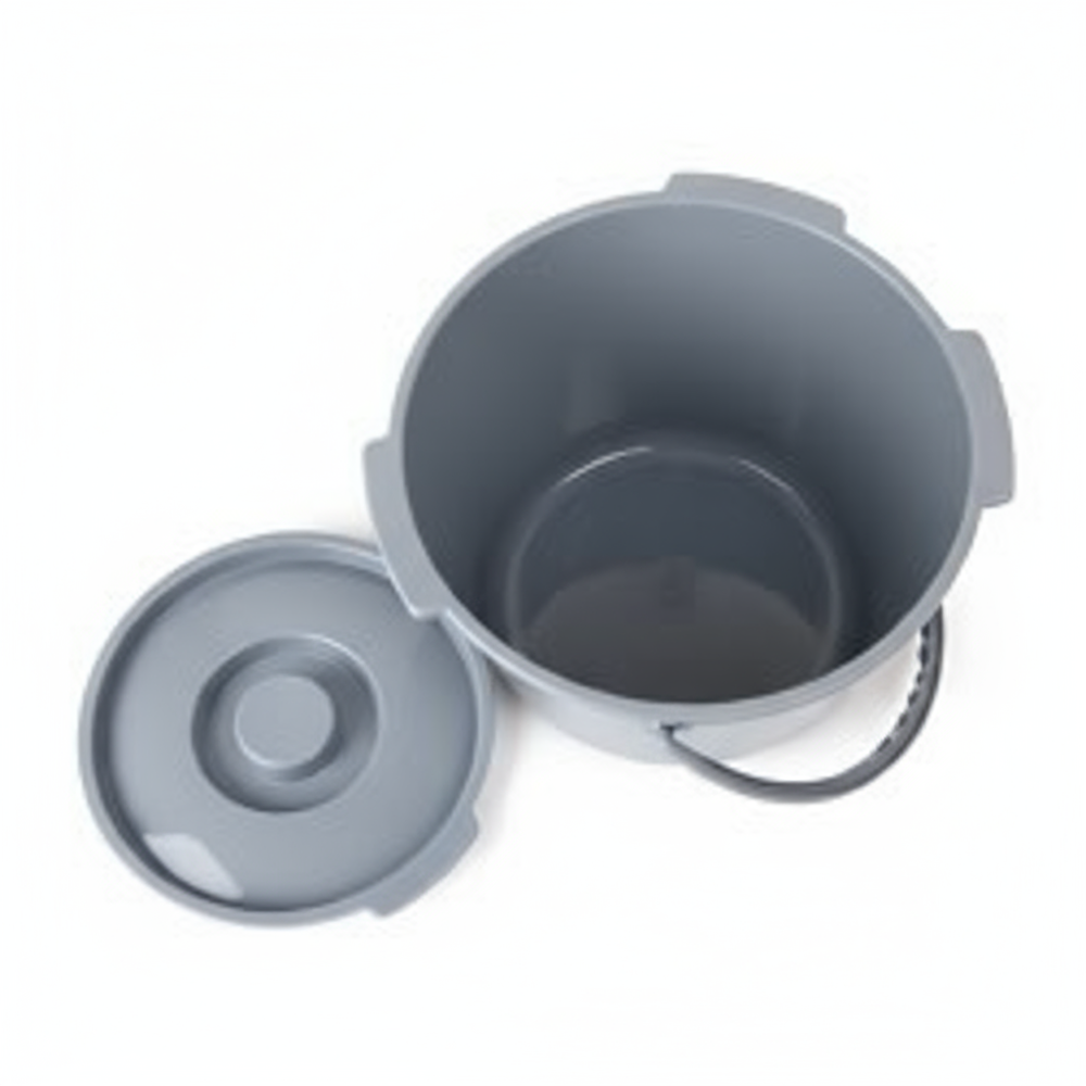 Top-down view of commode bucket interior