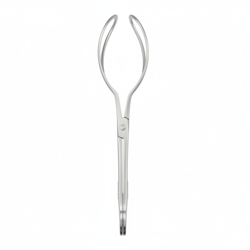Top-down view of forceps blade and handle design