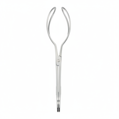 Top-down view of forceps blade and handle design