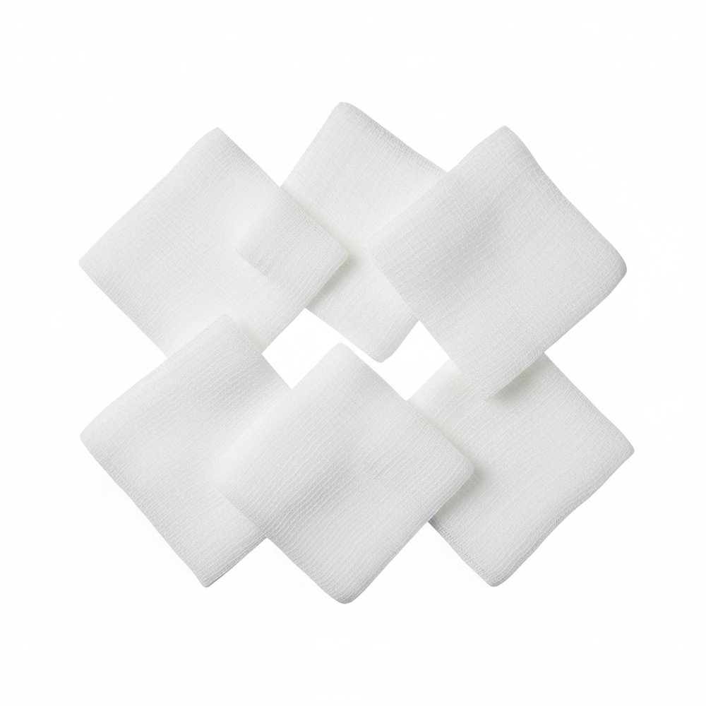 Top-down view of gauze sponges