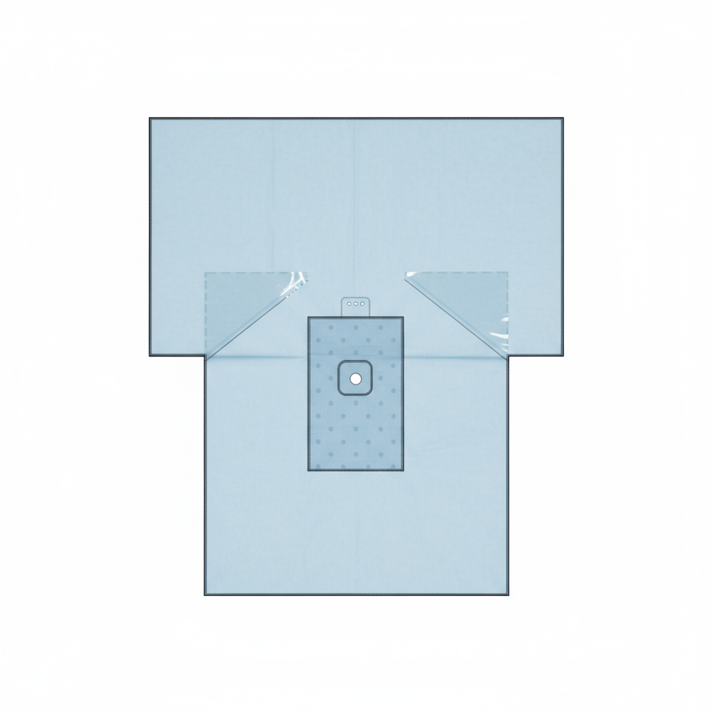 Top-down view of surgical drape