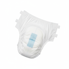 Top-down view of unfolded incontinence brief