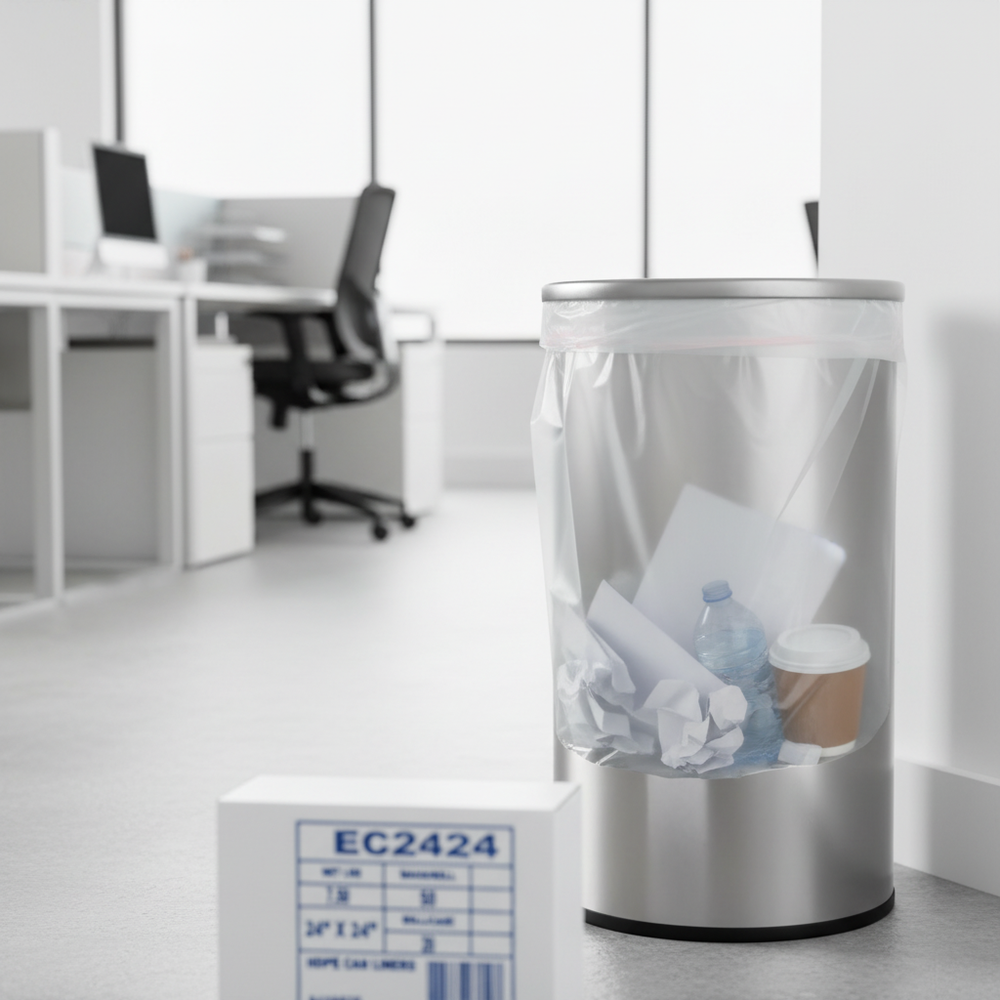 Trash bag in receptacle