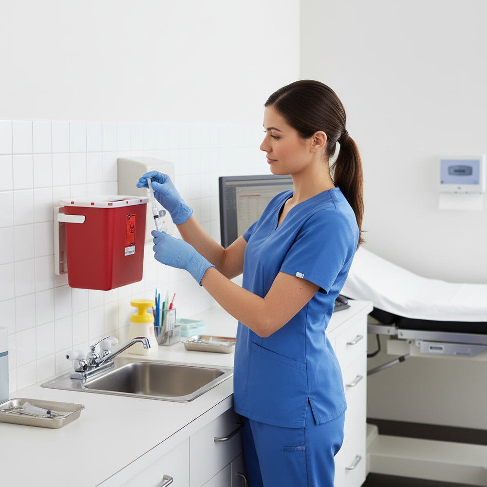 Wall-mounted in exam room