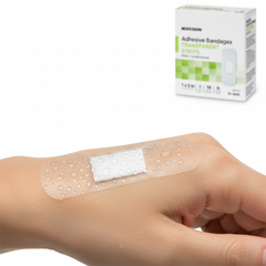 Water droplets beading on bandage