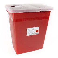 8 Gallon Sharps Container Red - Puncture Resistant Biohazard Waste with Locking Lid