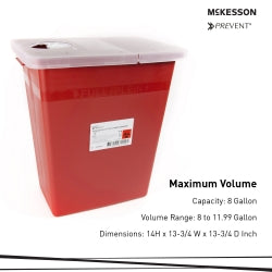 8 Gallon Sharps Container Red - Puncture Resistant Biohazard Waste with Locking Lid