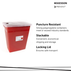 8 Gallon Sharps Container Red - Puncture Resistant Biohazard Waste with Locking Lid