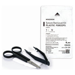 McKesson Sterile Suture Removal Kit - 3-Piece with Plastic Littauer Scissors & Forceps