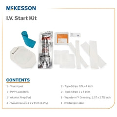 IV Start Kit with Tegaderm Dressing and PVP Swabstick - Sterile Single-Use Medical Supply