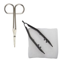 McKesson Sterile Suture Removal Kit - Metal Littauer Scissors, Plastic Forceps, Gauze (16-5425)