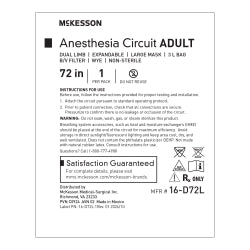 Anesthesia Breathing Circuit with Large Mask - Adult, 72 Inch Expandable Tube, 3L Bag