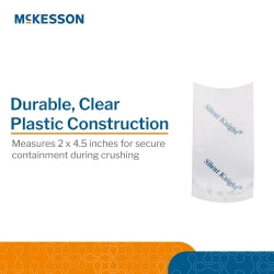 McKesson Silent Knight Single Use Pill Crusher Pouches - Latex-Free Clear Plastic - 2 x 4.5 Inch - 1000 Count